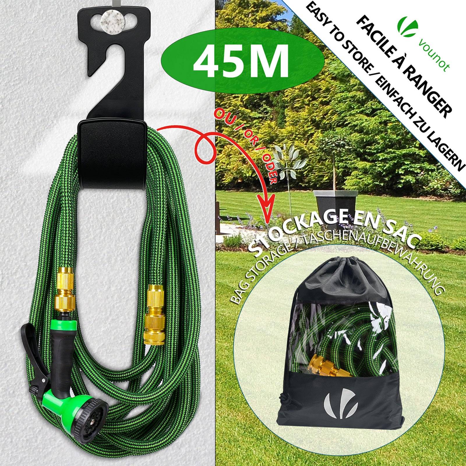 Tuyau d’Arrosage Extensible 45m Renforce avec Accessoires vert - Image 5