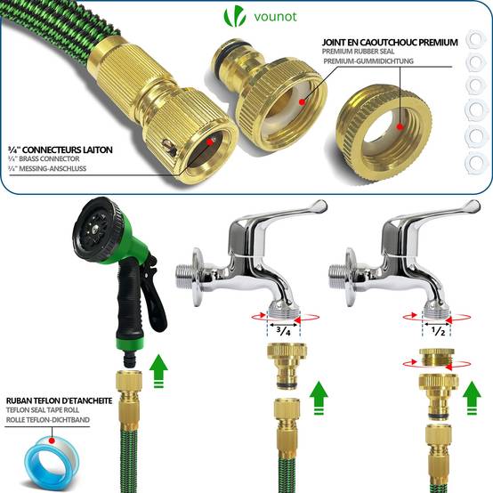 Tuyau d’Arrosage Extensible 45m Renforce avec Accessoires vert - Image 4