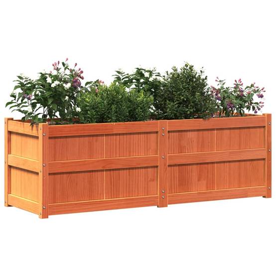 Jardinière | Pot de fleurs | Cache-pot | Bac à fleurs cire marron 150x50x50 cm bois de pin massif - Image 4