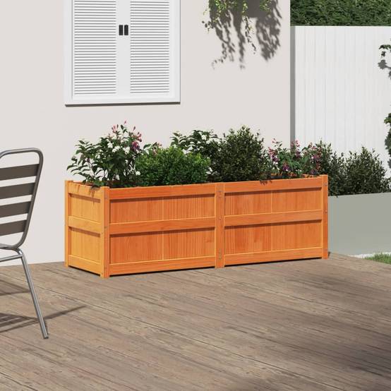 Jardinière | Pot de fleurs | Cache-pot | Bac à fleurs cire marron 150x50x50 cm bois de pin massif - Image 3