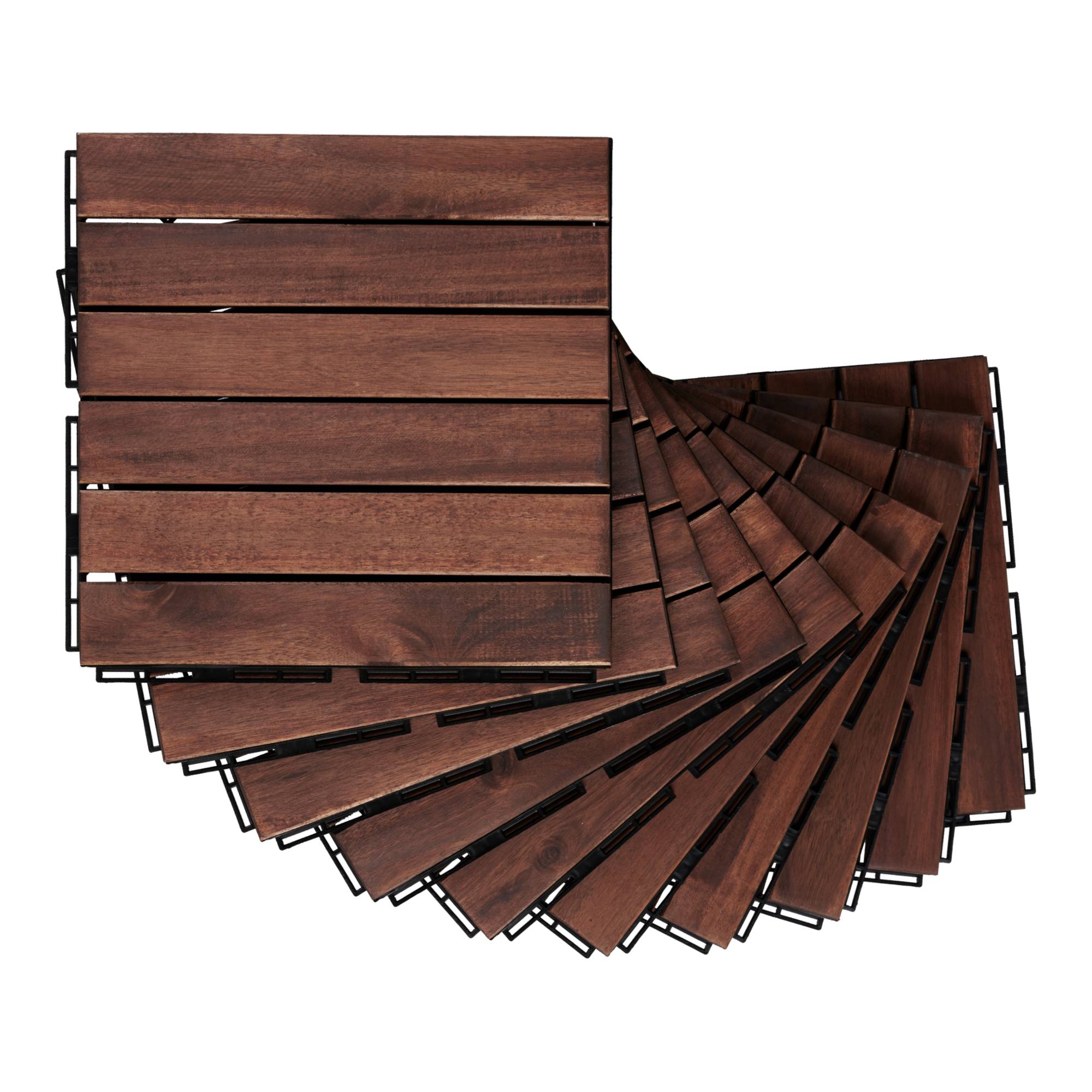 Casa.Pro - Set de 10 losetas de jardín Alliste de madera de acacia 6 lamas 0,9 m² marrón casa.pro - Imagen 3