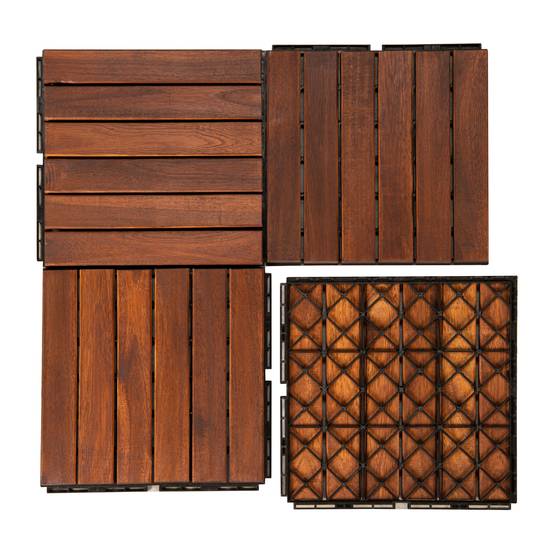 Casa.Pro - Set de 10 losetas de jardín Alliste de madera de acacia 6 lamas 0,9 m² marrón casa.pro - Imagen 7