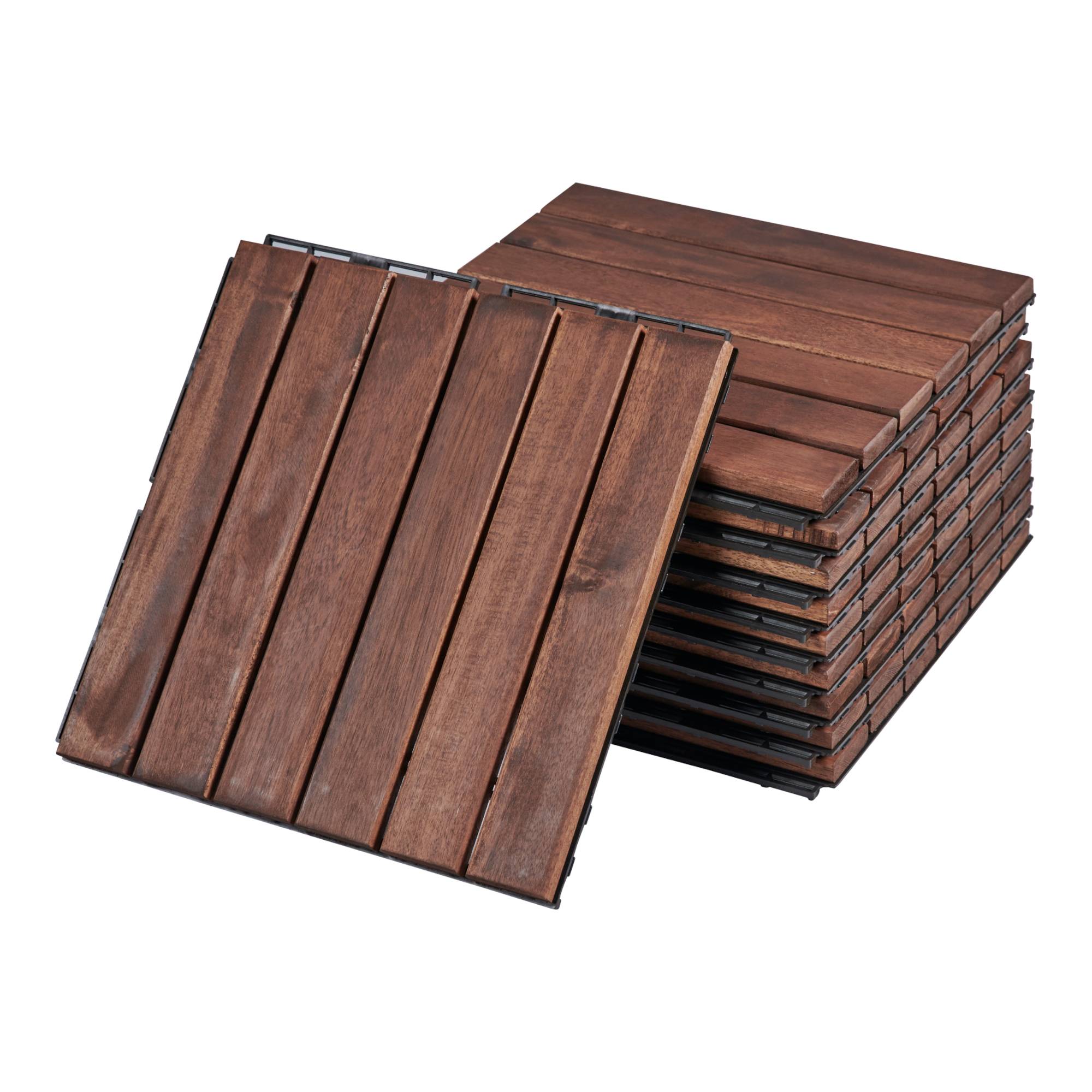 Casa.Pro - Set de 10 losetas de jardín Alliste de madera de acacia 6 lamas 0,9 m² marrón casa.pro - Imagen 1
