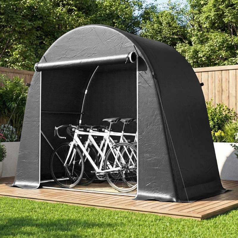 ComfortXL - Abri vélo de jardin PE 200 g/m² 245 x 120 x 200 cm gris foncé rangement extérieur étanche avec porte zippée