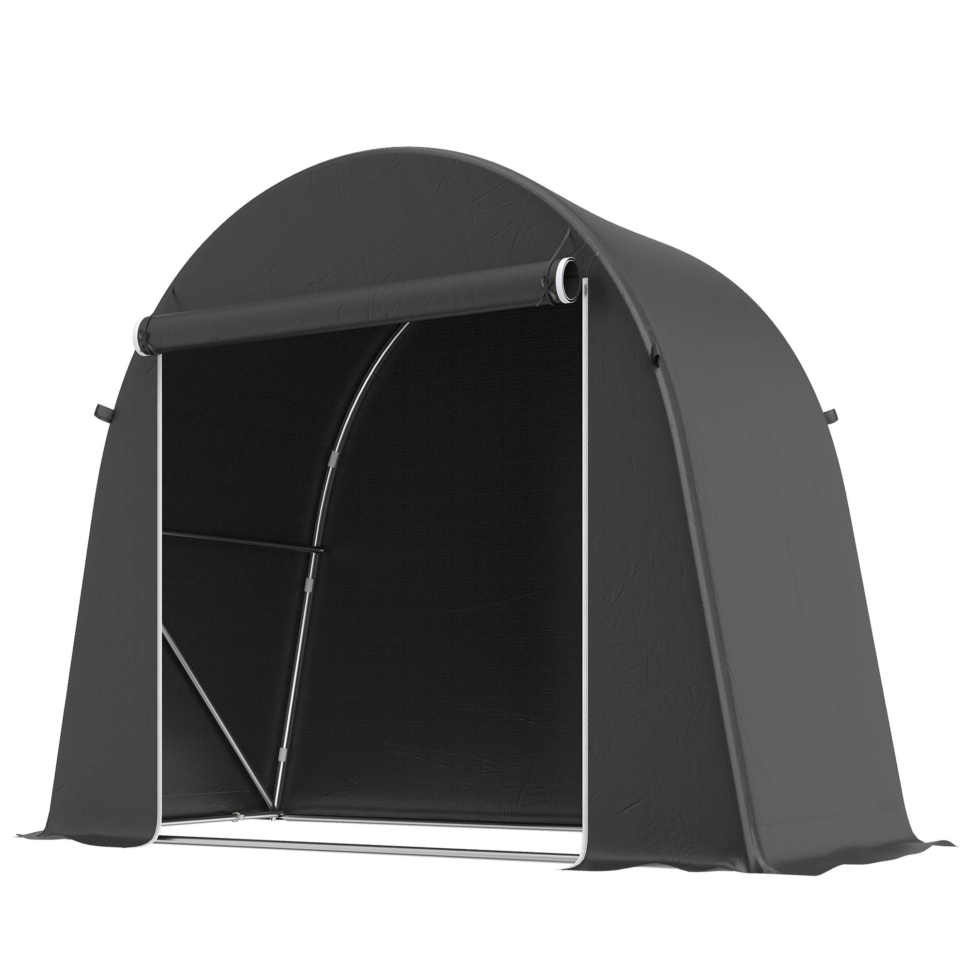 ComfortXL - Abri vélo de jardin PE 200 g/m² 245 x 120 x 200 cm gris foncé rangement extérieur étanche avec porte zippée - Image 3