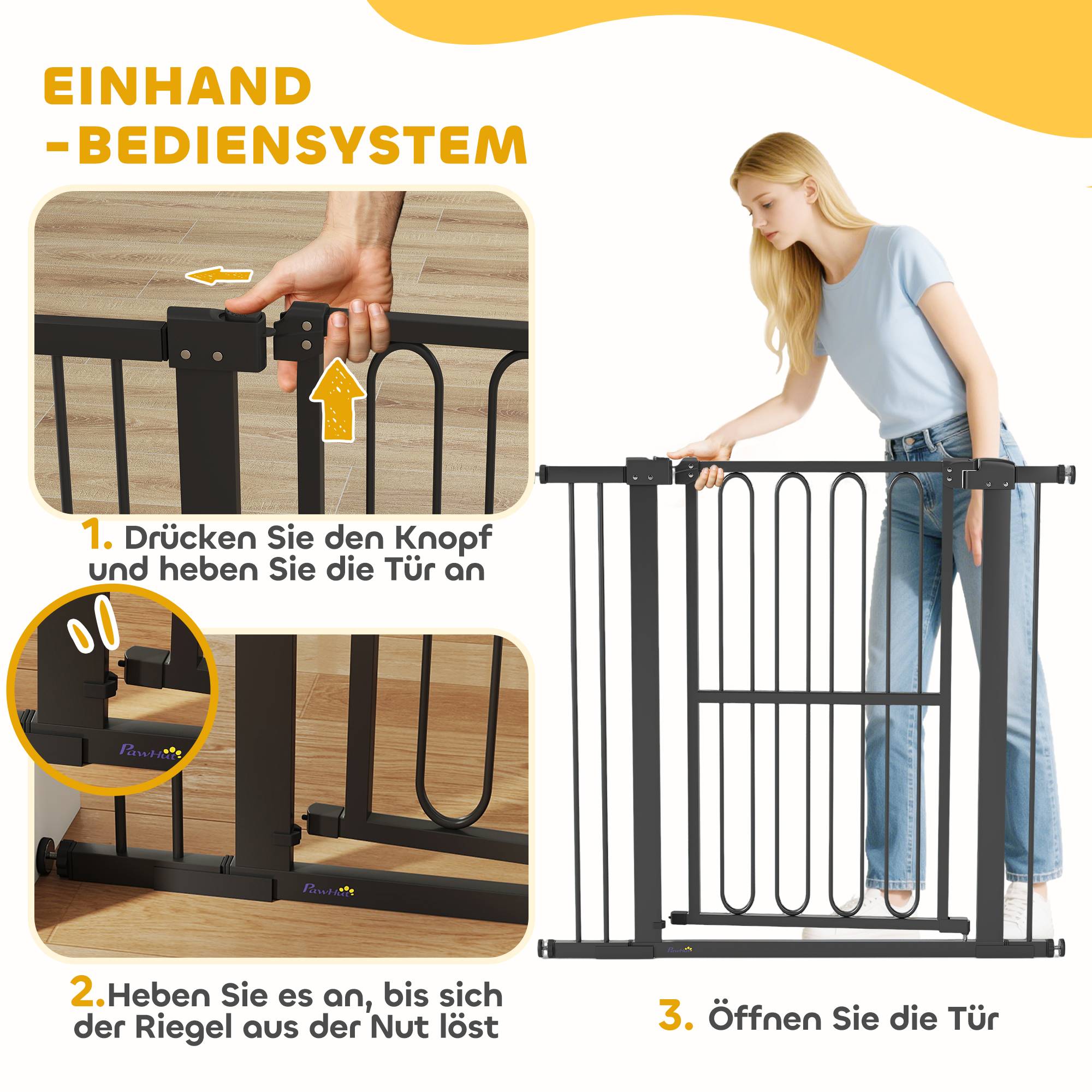 Barrière de porte pour chien, 76-104 cm, sans perçage, barrière escalier - Image 8