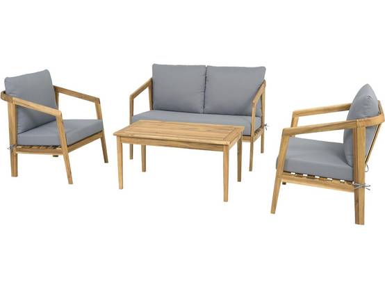 Salon De Jardin En Bois Avec Coussins "presley" - 4 Places - Gris -habitat Et Jardin - Image 4
