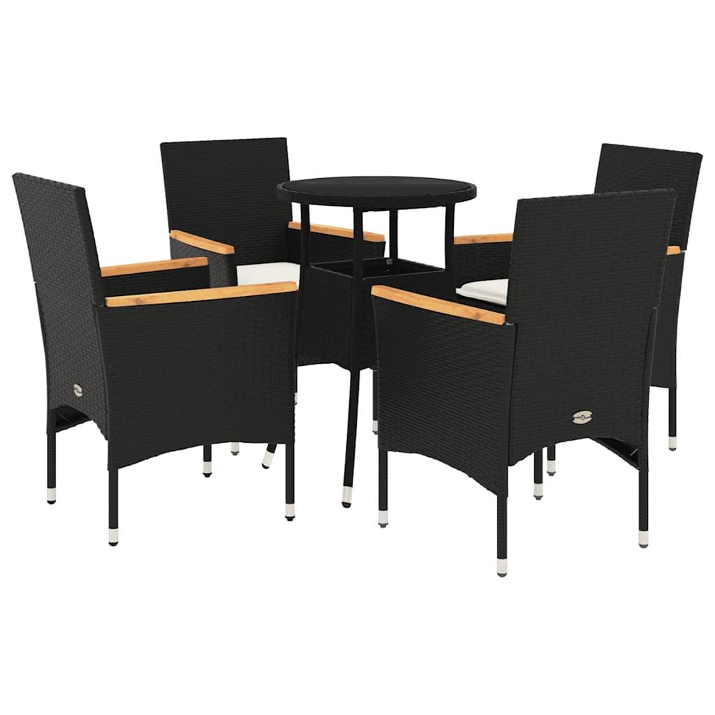 ComfortXL - Salon de Jardin 4 Places Table Ronde en Verre et Chaises Résine Tressée avec Coussins Inclus Noir Ø60cm – ComfortXL Outdoor Living - Image 2