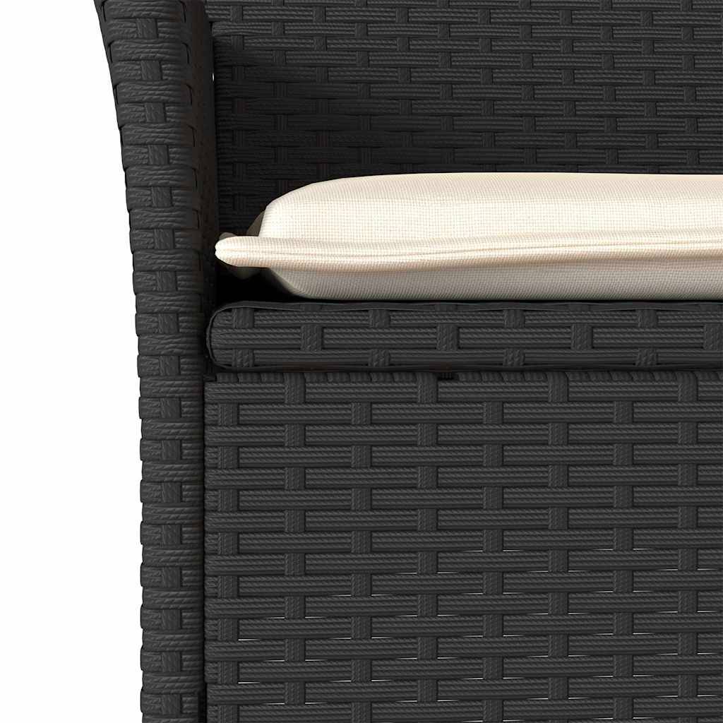 ComfortXL - Salon de Jardin 4 Places Table Ronde en Verre et Chaises Résine Tressée avec Coussins Inclus Noir Ø60cm – ComfortXL Outdoor Living - Image 5
