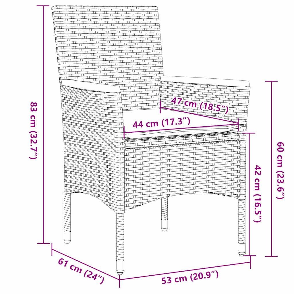 ComfortXL - Salon de Jardin 4 Places Table Ronde en Verre et Chaises Résine Tressée avec Coussins Inclus Noir Ø60cm – ComfortXL Outdoor Living - Image 8