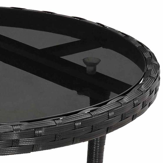 ComfortXL - Salon de Jardin 4 Places Table Ronde en Verre et Chaises Résine Tressée avec Coussins Inclus Noir Ø60cm – ComfortXL Outdoor Living - Image 6