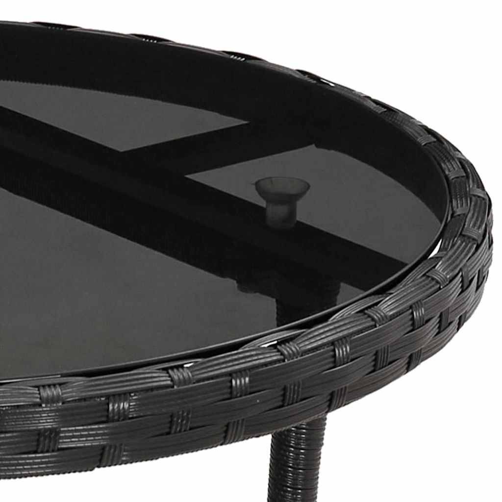 ComfortXL - Salon de Jardin 4 Places Table Ronde en Verre et Chaises Résine Tressée avec Coussins Inclus Noir Ø60cm – ComfortXL Outdoor Living - Image 6