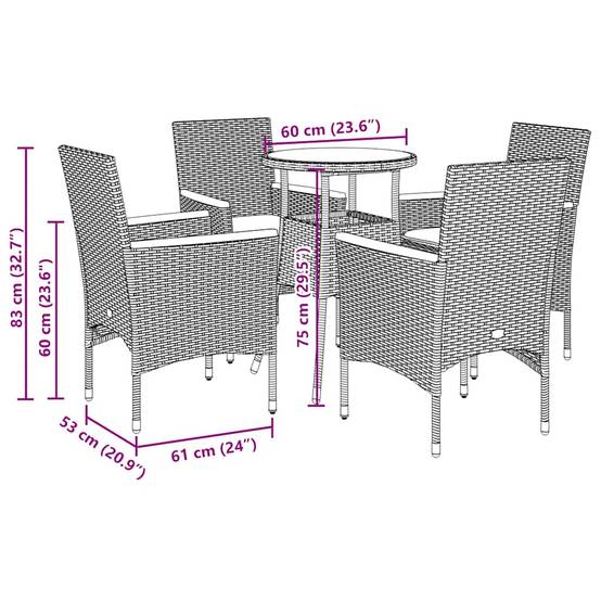 ComfortXL - Salon de Jardin 4 Places Table Ronde en Verre et Chaises Résine Tressée avec Coussins Inclus Noir Ø60cm – ComfortXL Outdoor Living - Image 7