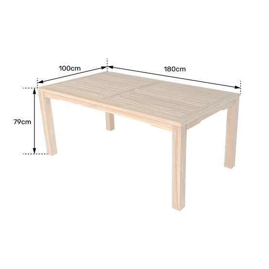 Table rectangulaire 180cm en teck JAVA - HAPPY GARDEN - Imagen 3