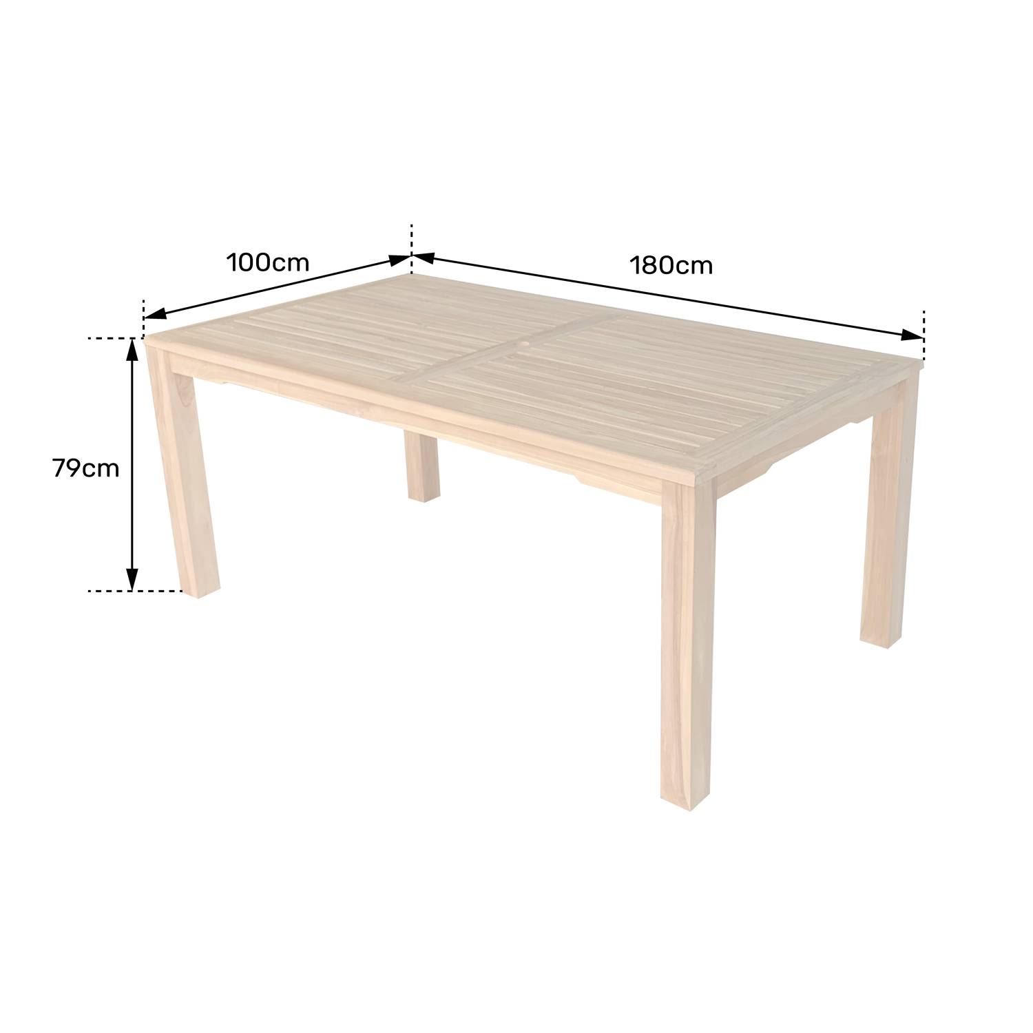 Table rectangulaire 180cm en teck JAVA - HAPPY GARDEN - Imagen 3