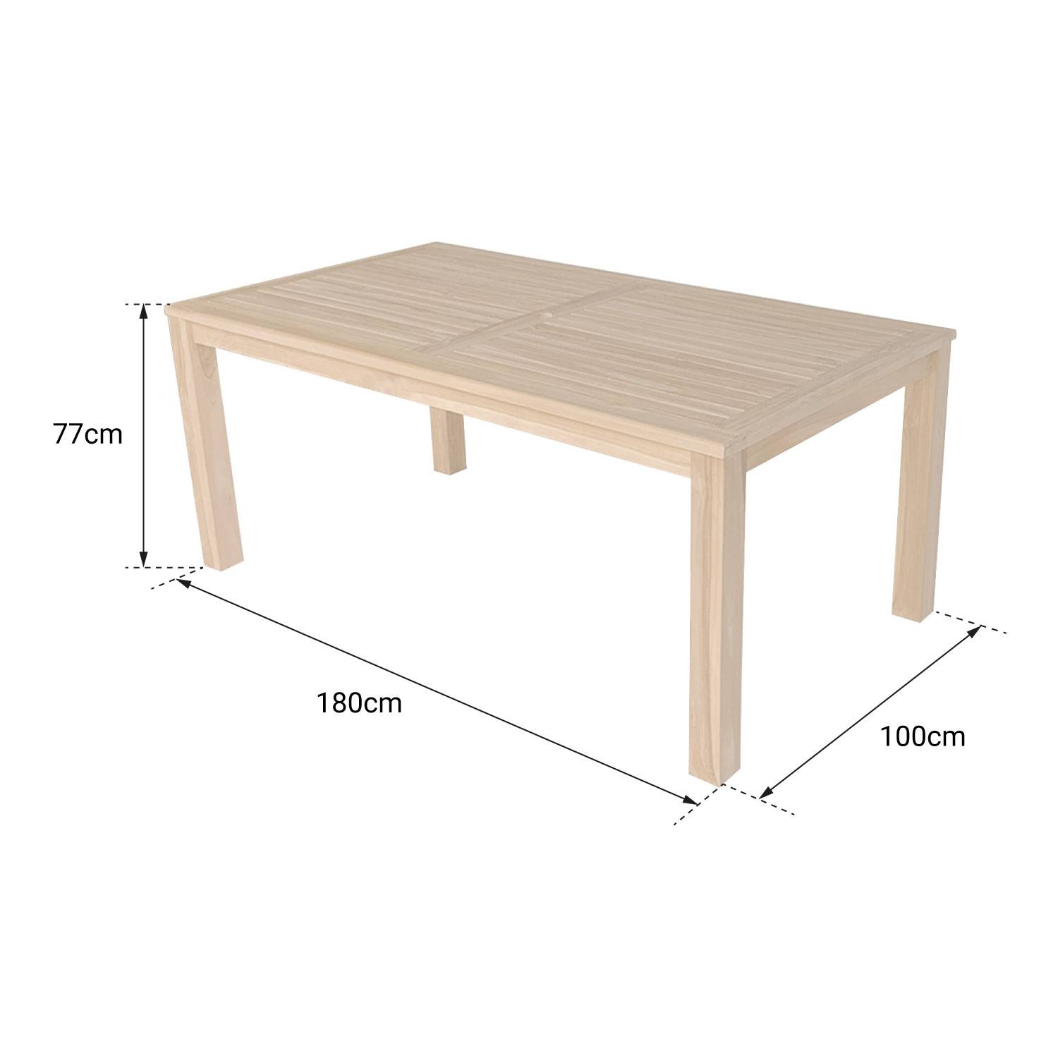 Table rectangulaire 180cm en teck JAVA - HAPPY GARDEN - Imagen 4