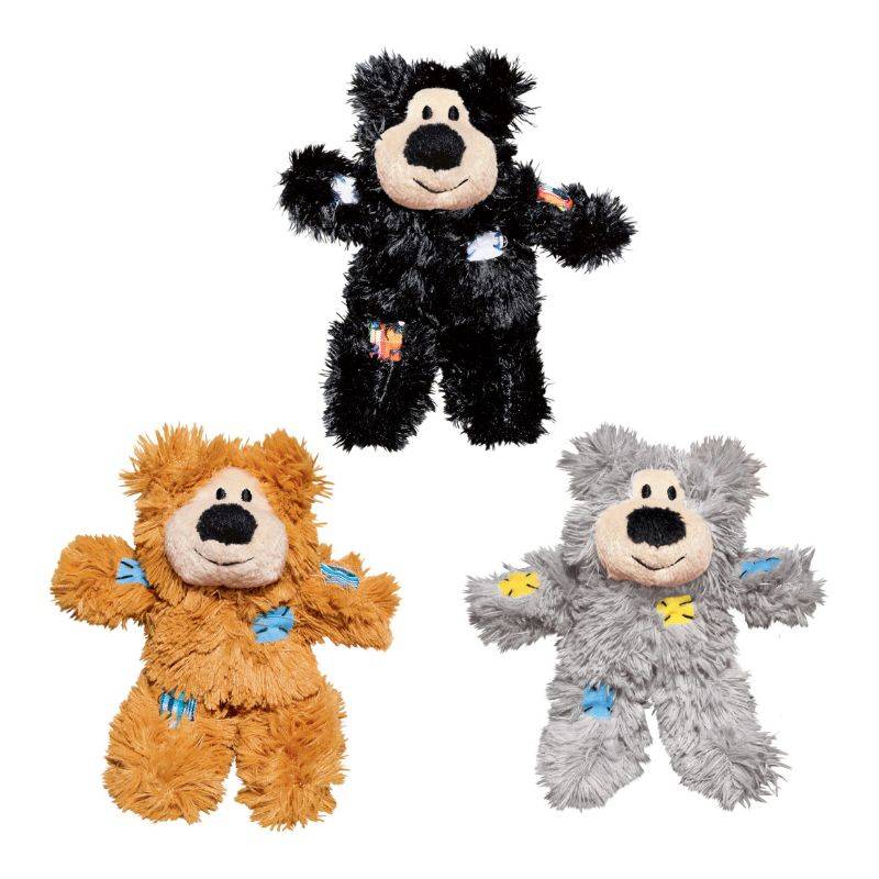 Kong - Juguete Patchwork Bear de peluche suave con hierba gatera 13 cm x 8 cm - KONG