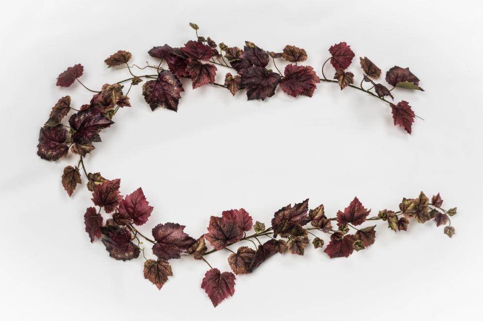 Artificielles - Guirlande de feuilles de vigne artificielle H 190 cm Bourgogne - couleur: Bourgogne