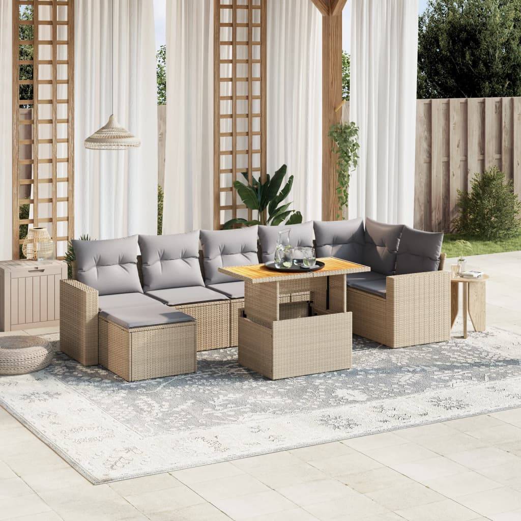 ComfortXL - Salon de jardin 8 personnes résine tressée modulable et table haute pour repas Beige – ComfortXL Outdoor Living