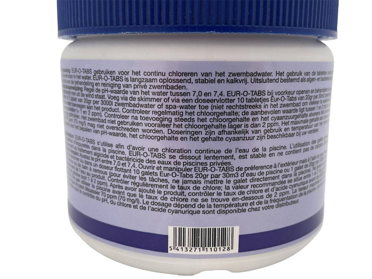 BSI - Chlore action longue durée ou chlore lent - Galets 20g - Dissolution lente - Désinfection - Piscine - Eur-O-Tabs - 2 x 500g - Imagen 2
