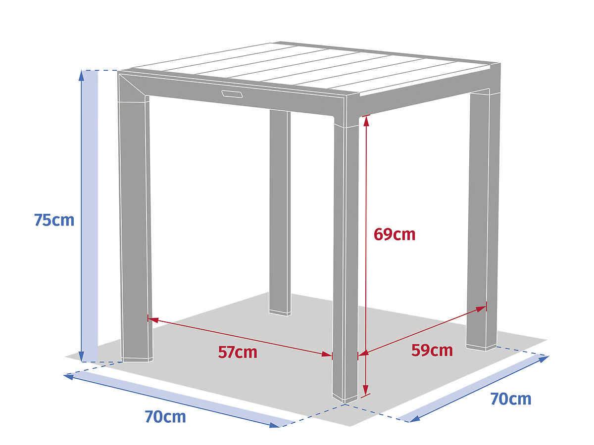 Hesperide - Table de jardin carrée alu Evasion 2 places effet bois Lin et laurier + 2 fauteuils Piazza - Hespéride - Image 7