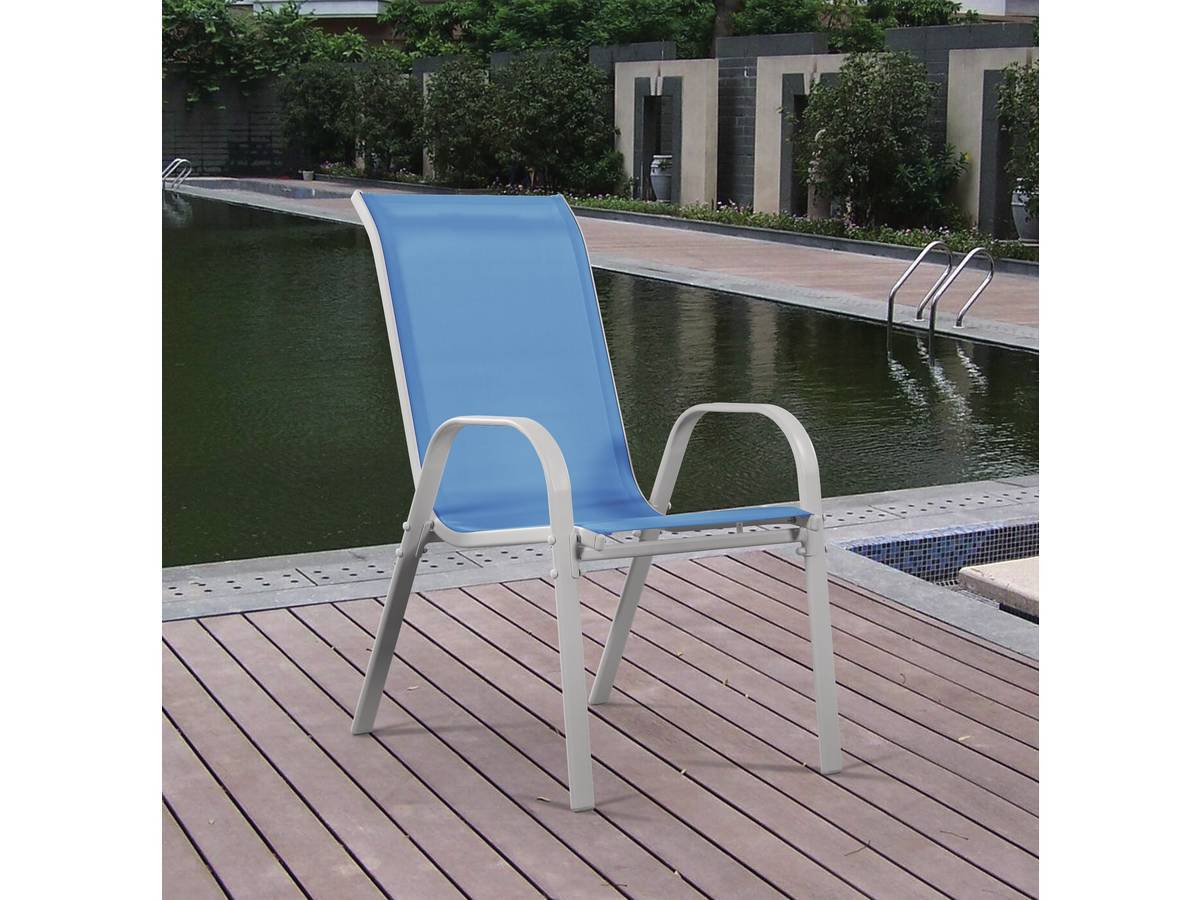 Fauteuil Jardin Textilène "cordoba" - Phoenix - Bleu - Lot De 4 -habitat Et Jardin - Imagen 3