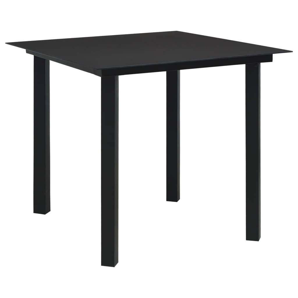 Maison Chic - Table à dîner de jardin - Table d'extérieur - Table de jardin Noir 80x80x74 cm Acier et verre-JU1778 - Image 2