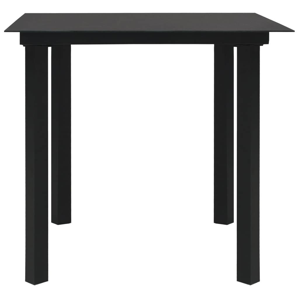 Maison Chic - Table à dîner de jardin - Table d'extérieur - Table de jardin Noir 80x80x74 cm Acier et verre-JU1778 - Image 1
