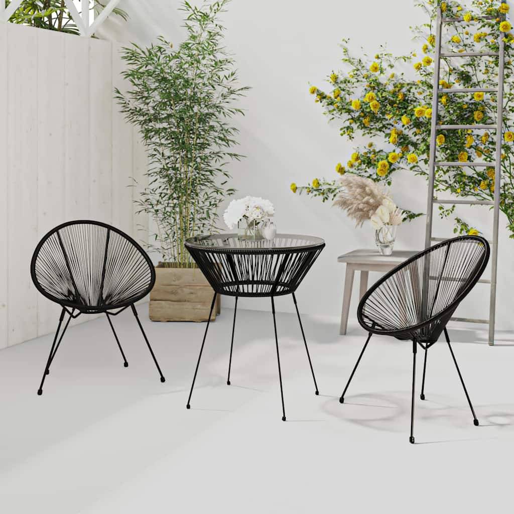 Vidaxl - Ensemble à dîner d'extérieur 3 pcs-Salons de jardin Rotin PVC Noir - Image 1