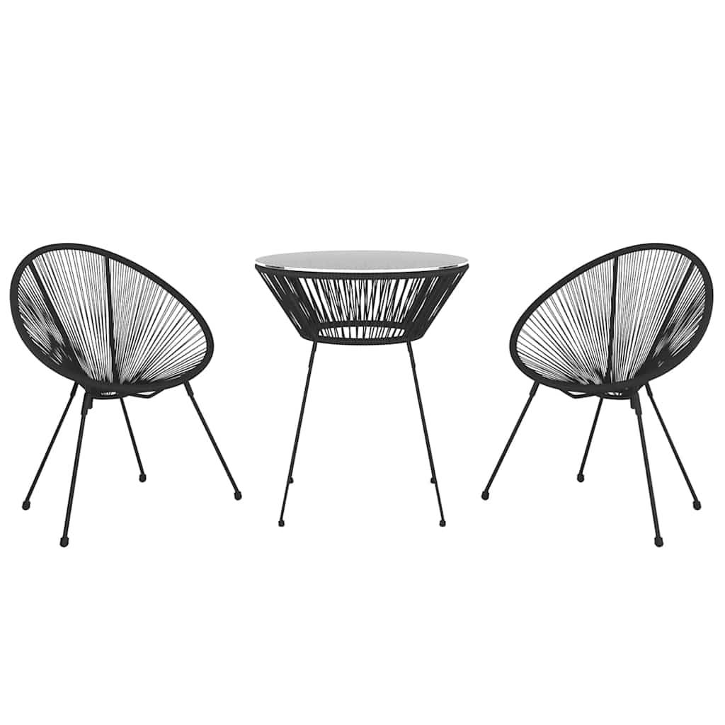 Vidaxl - Ensemble à dîner d'extérieur 3 pcs-Salons de jardin Rotin PVC Noir - Image 3