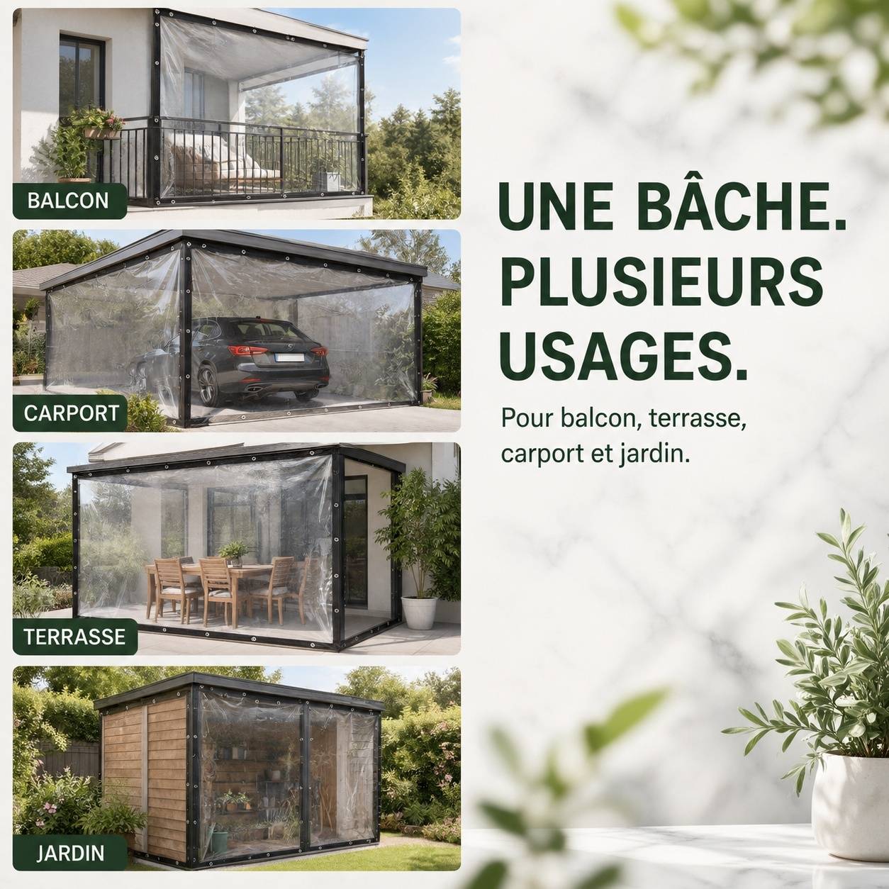 Bâche Extérieure Transparente Oeillets Imperméable Anti Pluie Jardin - Image 6
