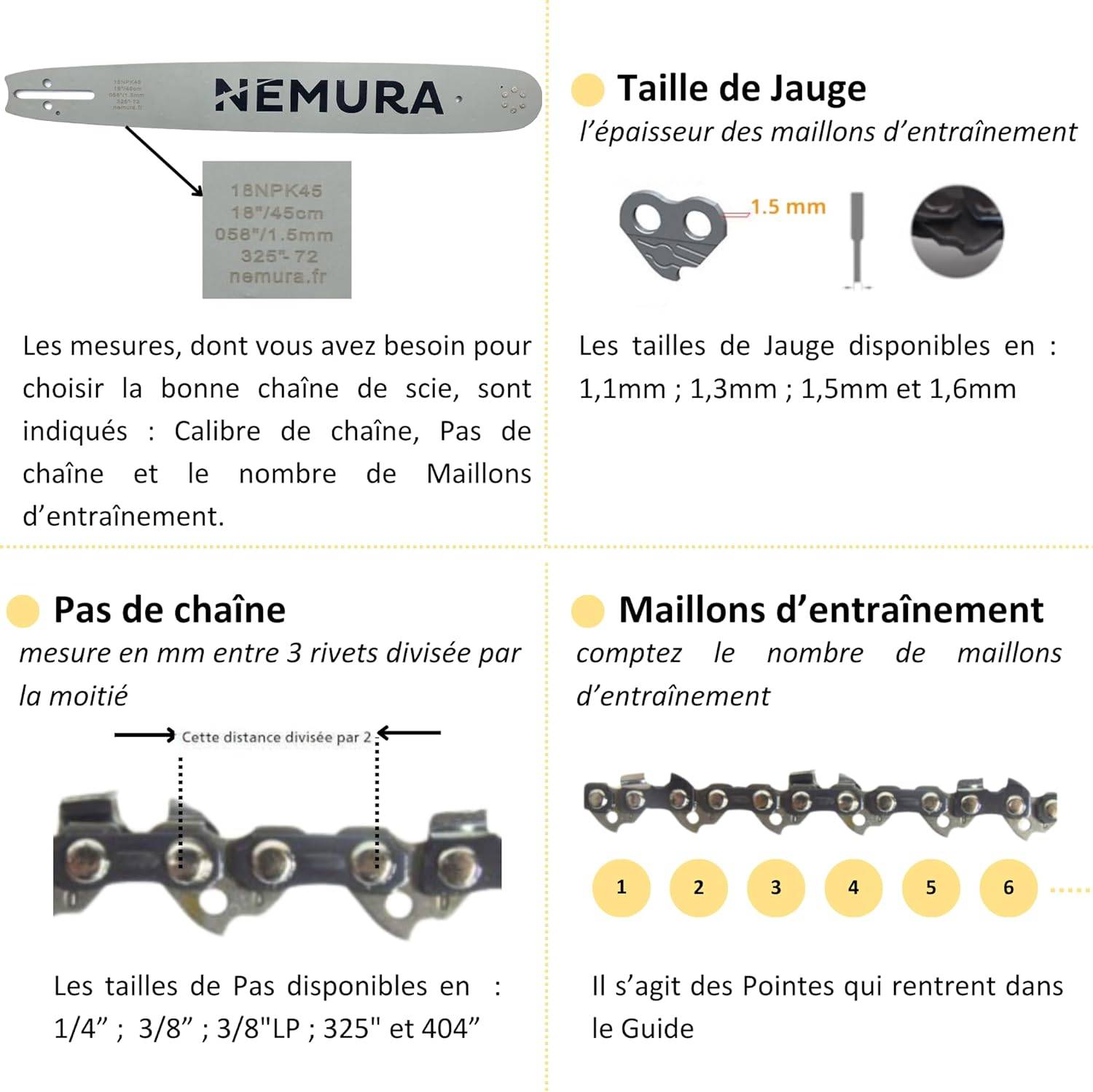 Guide de 40 cm + 3 Chaînes de tronçonneuse - Compatbile avec Stihl MS230, MS230C, MS231, MS231C, 023-62 Entraîneurs - Pas 325/ LP - Jauge 1,6 mm - Imagen 3