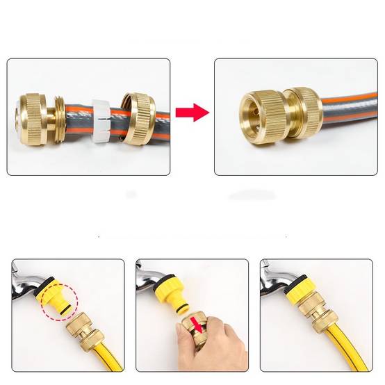 2 pièces Raccord rapide pour tuyau d'arrosage en laiton 1/2 pouces - IntiMeg - Image 4