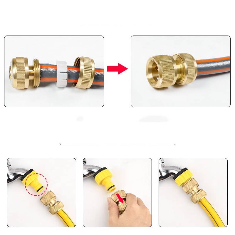 2 pièces Raccord rapide pour tuyau d'arrosage en laiton 1/2 pouces - IntiMeg - Image 4