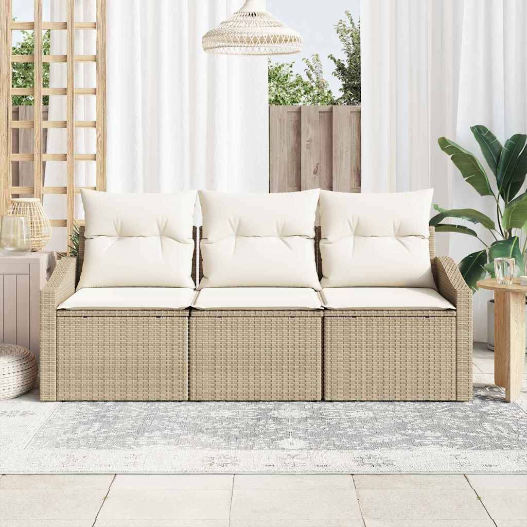 Vidaxl - Ensemble de Canapés 3 pcs-Salons de jardin Beige polyrotin 830102 - Image 3