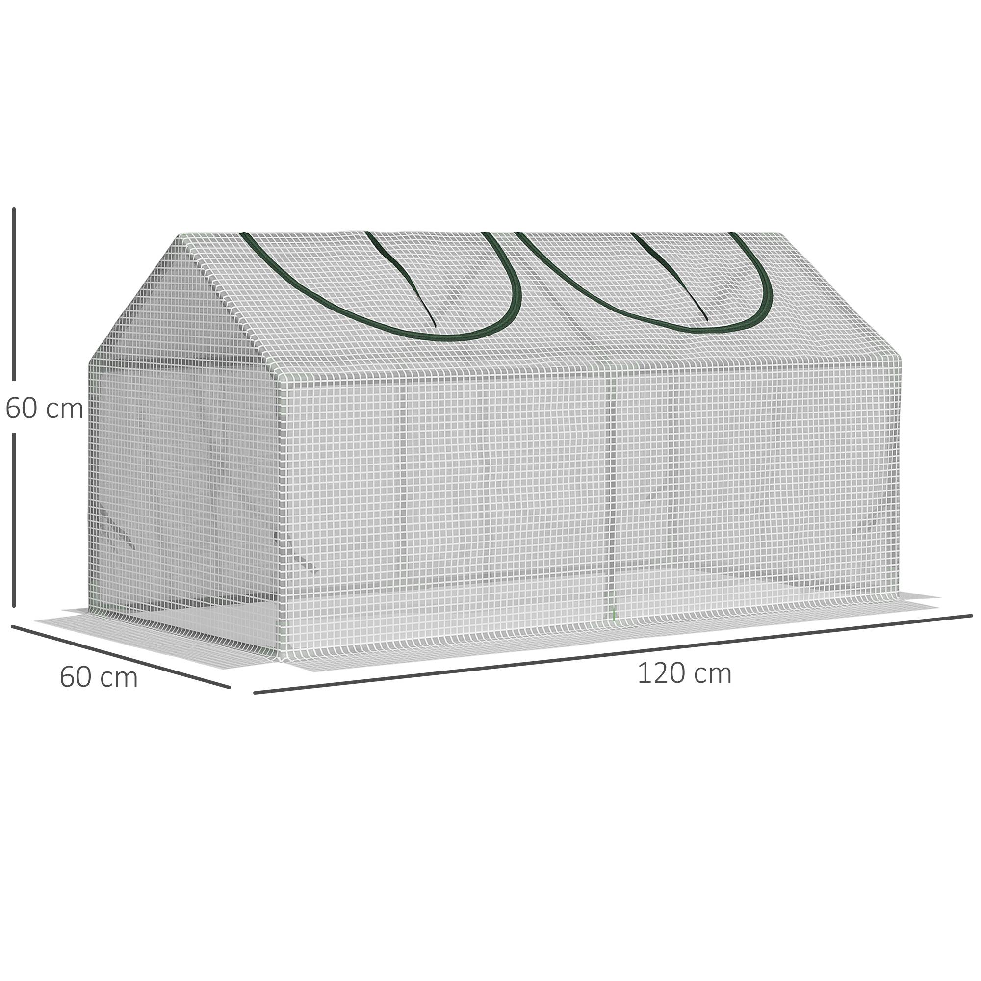 Sans Marque - Serre extérieur 120x60x60 cm 2 fenêtres enroulables bâche PE 140g/m² acier UV plantes légumes translucide - Image 5
