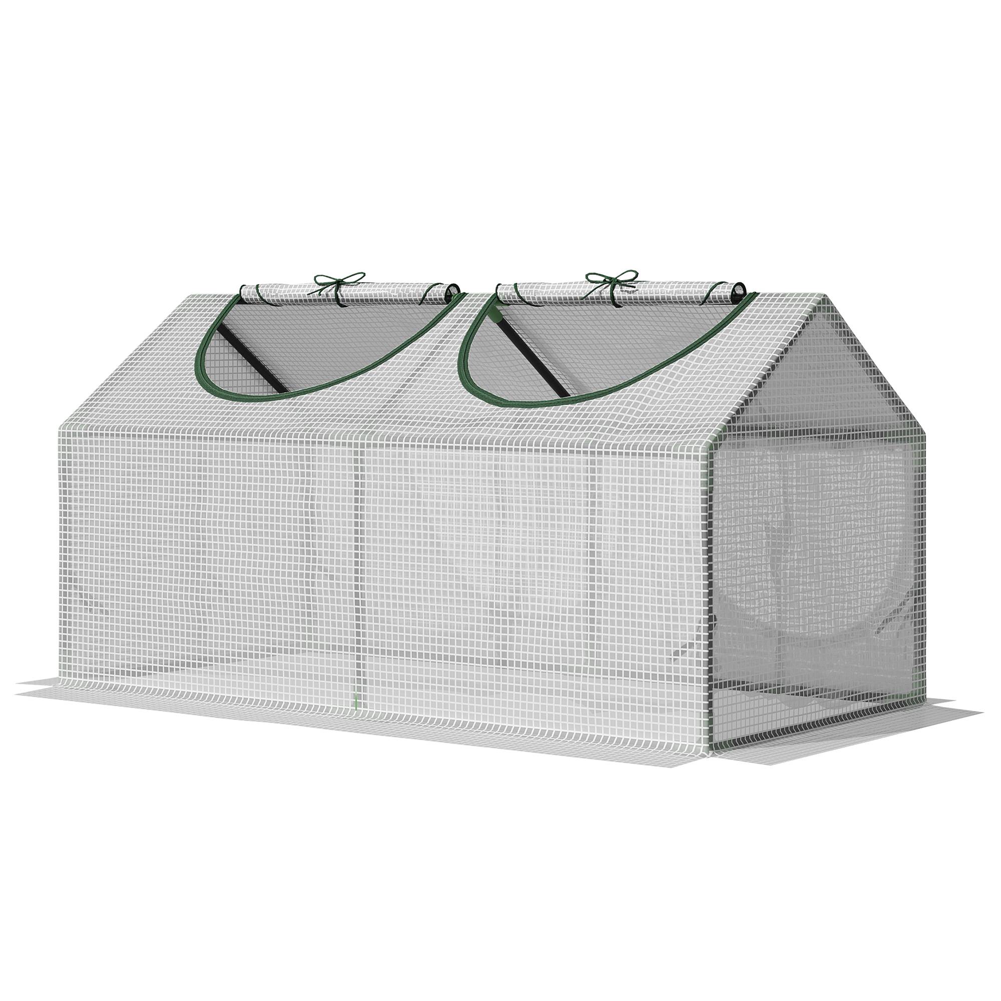 Sans Marque - Serre extérieur 120x60x60 cm 2 fenêtres enroulables bâche PE 140g/m² acier UV plantes légumes translucide - Image 1
