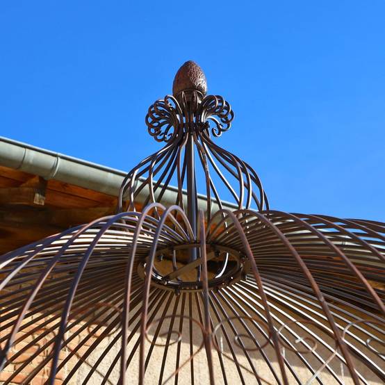 Gloriette gazebo tonnelle kiosque abri jardin fer marron 300x368 cm Chemin de campagne - Image 8