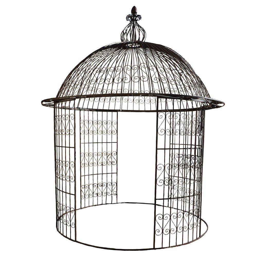 Gloriette gazebo tonnelle kiosque abri jardin fer marron 300x368 cm Chemin de campagne - Image 1