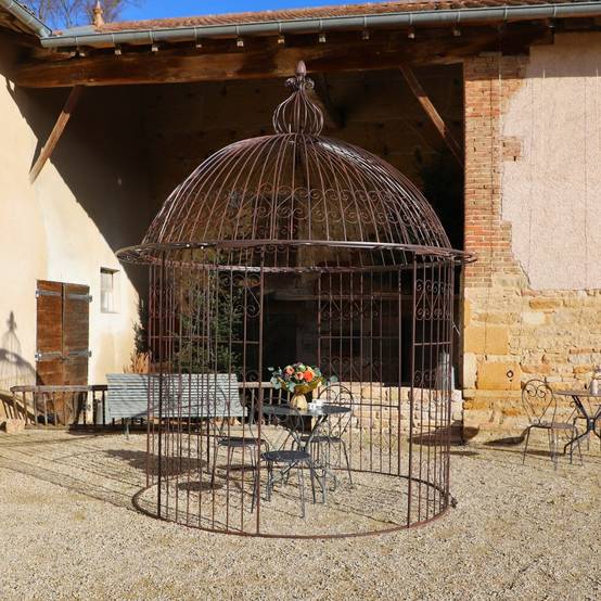 Gloriette gazebo tonnelle kiosque abri jardin fer marron 300x368 cm Chemin de campagne - Image 3