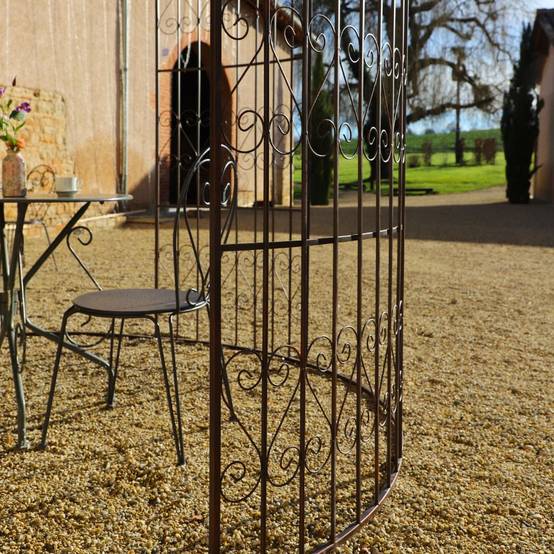 Gloriette gazebo tonnelle kiosque abri jardin fer marron 300x368 cm Chemin de campagne - Image 6