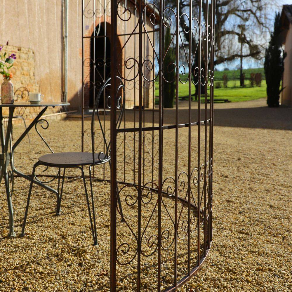 Gloriette gazebo tonnelle kiosque abri jardin fer marron 300x368 cm Chemin de campagne - Image 6