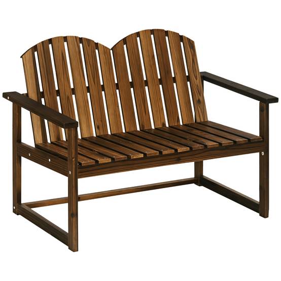 Banc de jardin pour 2 personnes, style rustique, bois de sapin, 114 x 63 x 86 cm - Image 1