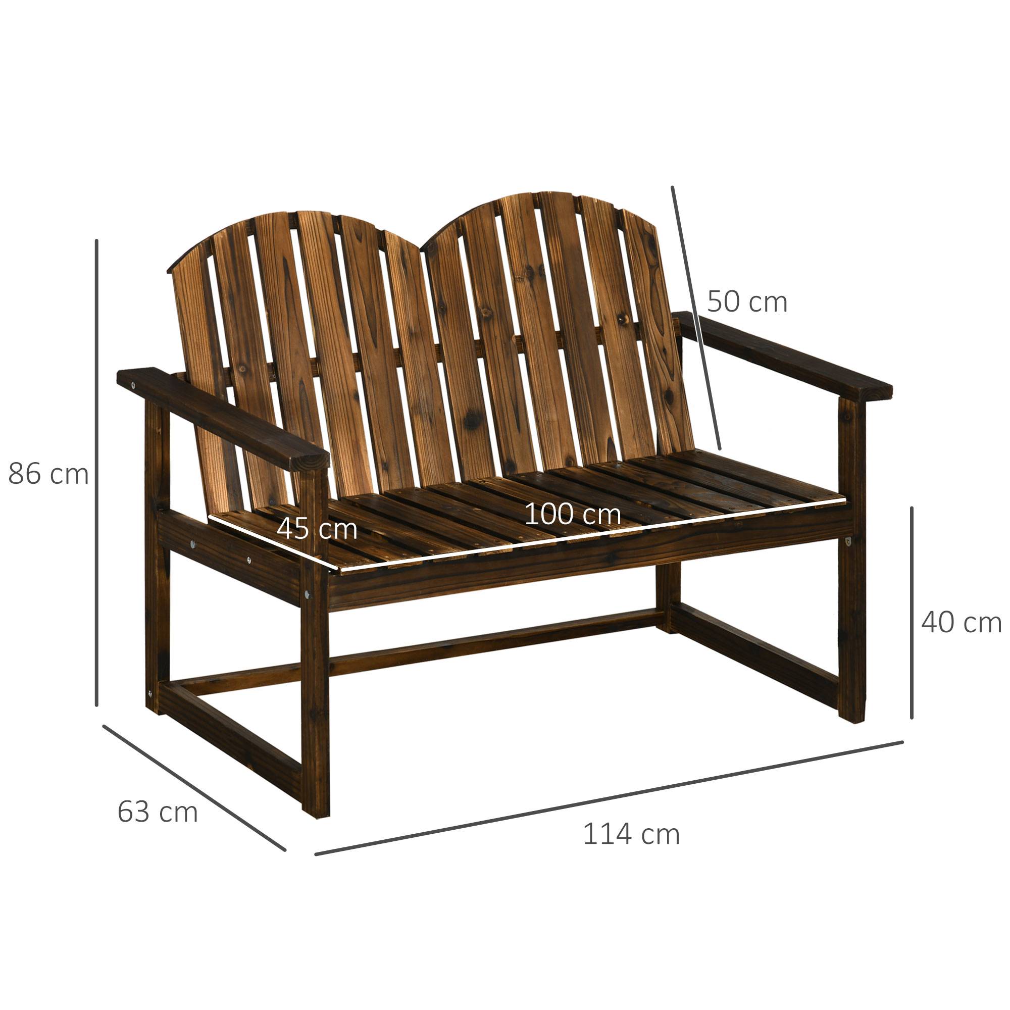 Banc de jardin pour 2 personnes, style rustique, bois de sapin, 114 x 63 x 86 cm - Image 5