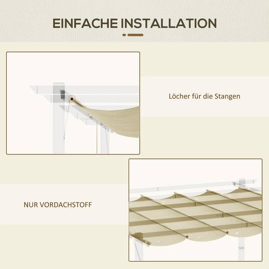 Toile de rechange tonnelle polyester jardin terrasse toit rétractable 350x260cm beige - ComfortXL Outdoor Living - Image 8