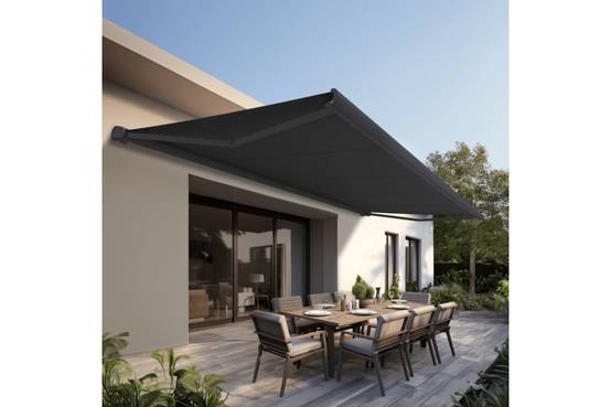 Ombrazur - Store banne Coffre intégral PROTECT 2 LED Gris Anthracite 5x3,5m Motorisé à télécommande + Eclairage LED - Toile Grise Anthracite OMBRAZUR - Imagen 2