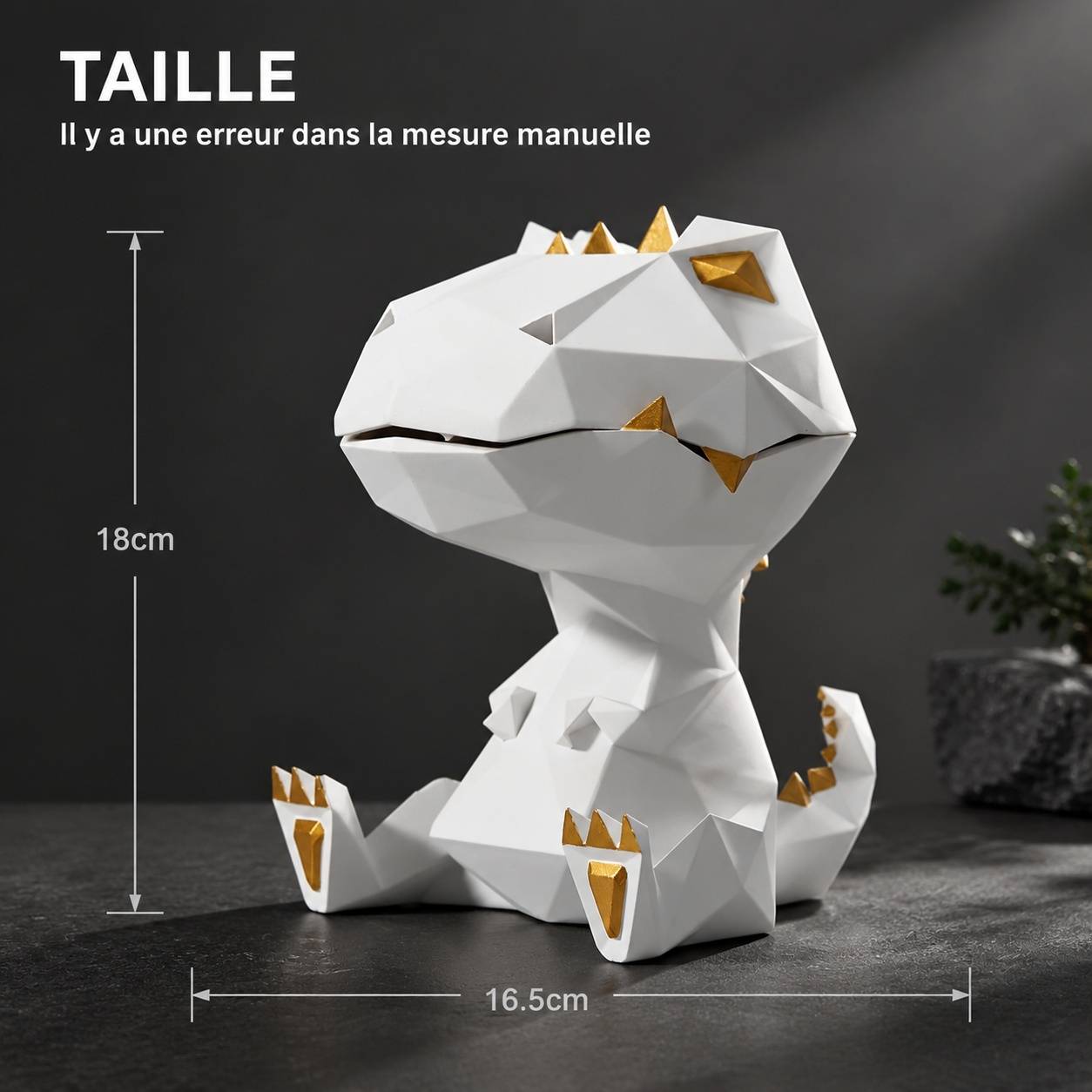 Boîte à Bonbon Rangement Déco Dinosaure Blanc Polyrésine Multifonctionnel pour Maison Bureau - Image 2