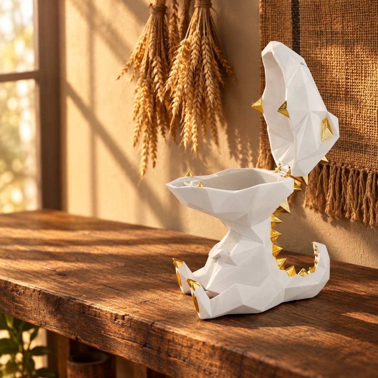 Boîte à Bonbon Rangement Déco Dinosaure Blanc Polyrésine Multifonctionnel pour Maison Bureau - Image 9