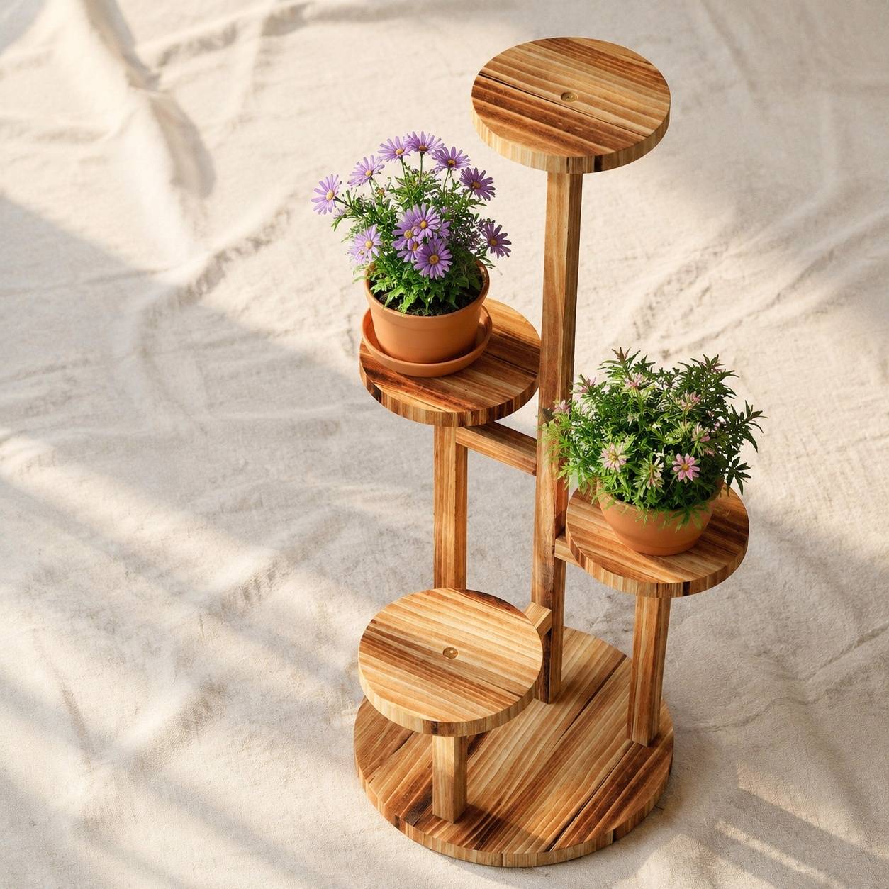 Étagère à Plantes en Bois 4 Niveaux Stable Espace Élégant Intérieur Extérieur - Image 3