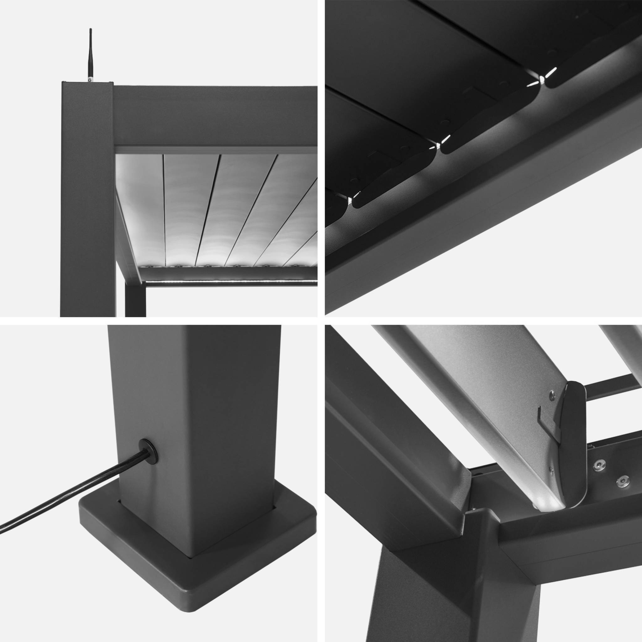 sweeek - Pergola Bioclimatique électrique 3x3m anthracite. aluminium. à lames orientables avec éclairage LED | sweeek - Image 5